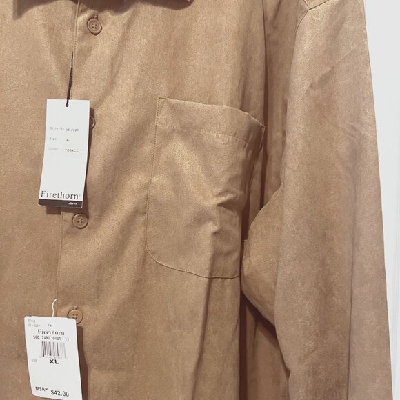 Firethorn Silver-NWT-Men's Long Sleeve X Large Tobacc/Came/Tan Micro Fiber Suede - Picture 6 of 16